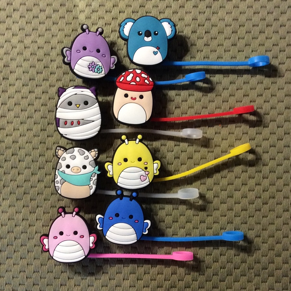 Squishmallows themed straw toppers